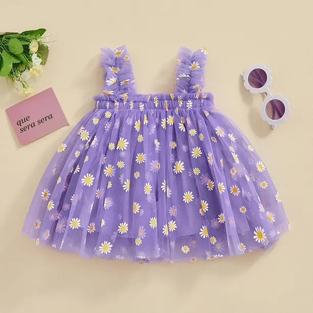 Baby Girls Midi/Knee Length Festive/Wedding Dress  (Purple, Sleeveless)
