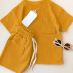 Baby Boys & Baby Girls Party(Festive) T-shirt Shorts  (YELLOW)