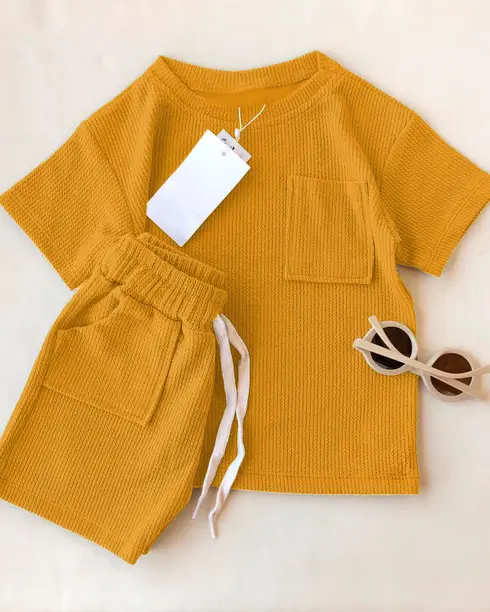 Baby Boys & Baby Girls Party(Festive) T-shirt Shorts  (YELLOW)