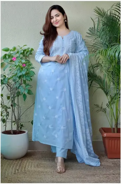 Women Viscose Rayon Kurta Pant Dupatta Set