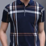 Men's Navy Blue Checkered Polo T-Shirt